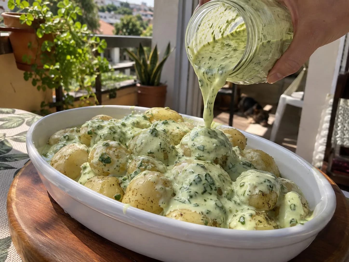 Batata Pirulito no Molho Verde